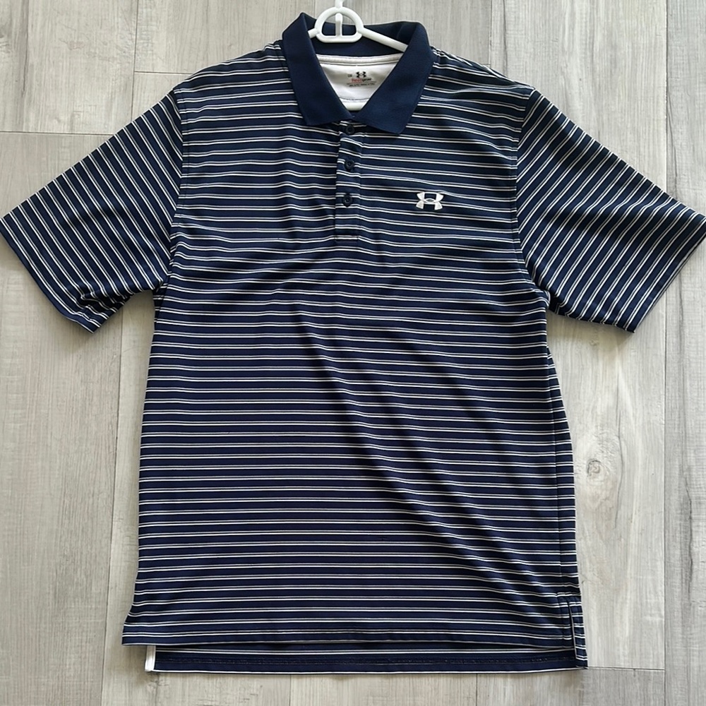 Under Armour Blue Polo Shirt Classic Stripes